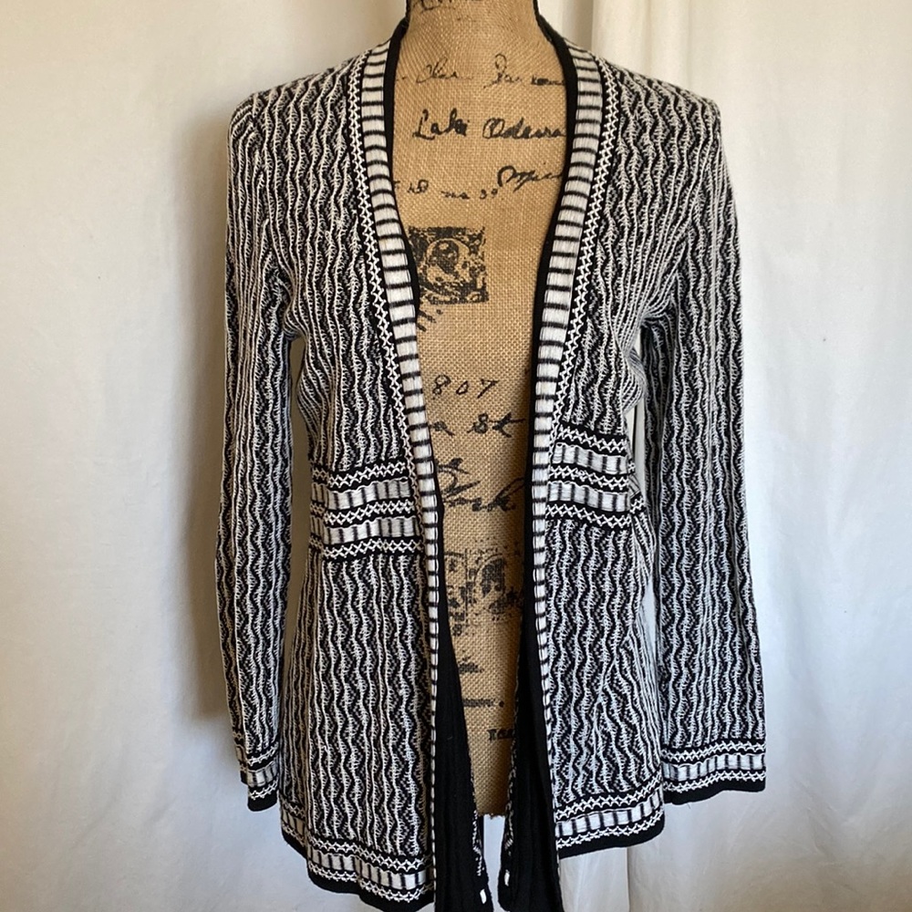 Black and white knit sweater